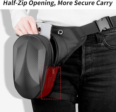 Thigh Bag, Motorcycle Leg Bag with Hard Front Shell, Water-Resistant Riding Leg Bag for Men and Women, Adjustable Waist & Leg Straps, Multi-Pocket Storage for Daily Riding, Matte Black in Saudi Arabia