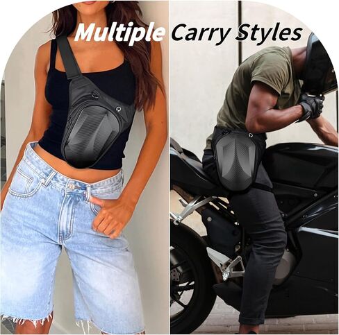 Thigh Bag, Motorcycle Leg Bag with Hard Front Shell, Water-Resistant Riding Leg Bag for Men and Women, Adjustable Waist & Leg Straps, Multi-Pocket Storage for Daily Riding, Matte Black in Saudi Arabia