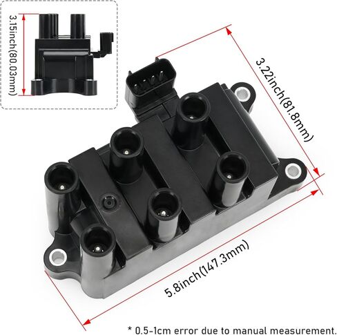 Set of 1 FD498 Ignition Coil w/ 6 Spark Plugs and 6 Wires Compatible With Ford E150 E250 F150 Mustang Ranger/Mazda B3000/ Mercury Cougar Monterey in Saudi Arabia