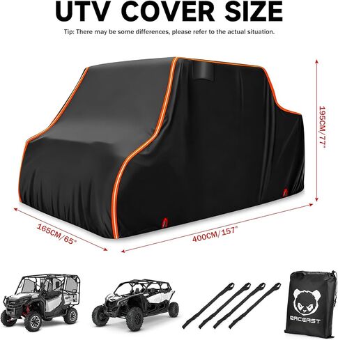 غطاء UTV 4 مقاعد لـ Polaris Ranger Crew 1000 XP 900 800 570 RZR General Talon 4 Can am Maverick x3 Pioneer Teryx Uforce عاكس للخدمة الشاقة على الطرق الوعرة 420D 4-6 أغطية جانبية M (157 بوصة * 65 بوصة * 77 بوصة) in Kuwait