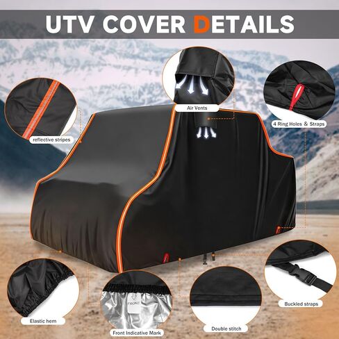غطاء UTV 4 مقاعد لـ Polaris Ranger Crew 1000 XP 900 800 570 RZR General Talon 4 Can am Maverick x3 Pioneer Teryx Uforce عاكس للخدمة الشاقة على الطرق الوعرة 420D 4-6 أغطية جانبية M (157 بوصة * 65 بوصة * 77 بوصة) in Kuwait