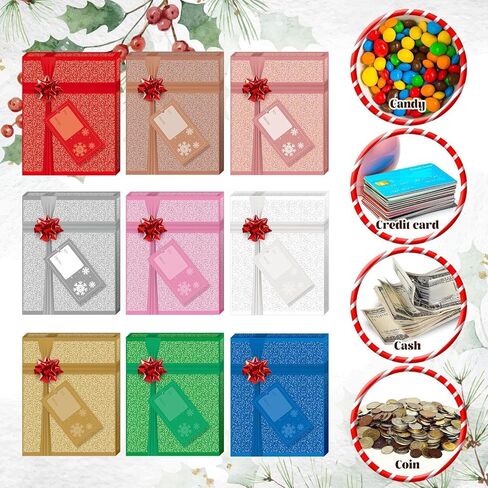 Patelai 18 Pcs Christmas Gift Card Holder Boxes Glitter Gift Card Box with Red Wrapping Bow Small Gift Card Holders Christmas Giftcard Containers Gift Wrap Boxes for Xmas Holiday Party (Bright Color) in Saudi Arabia