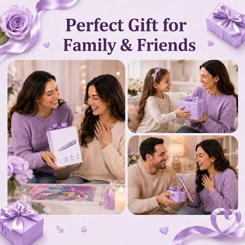 Electric Diamond Art Pen, Wireless Vacuum Diamond Painting Pen with 150° Ergonomic Angled Tip, 2-Level Suction No Wax, Diamond Art Kits for Adults, Quiet & Lightweight Diamond Art Tools (Purple) in Saudi Arabia