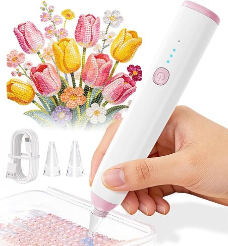 Cordless Electric Diamond Painting Pen, Diamond Art Vacuum Pen Portable/Quiet/Rechargeable Battery, Electric Pen for Diamond Painting Ideal Gift for Mum/Women/Diamond Art Lovers in Saudi Arabia