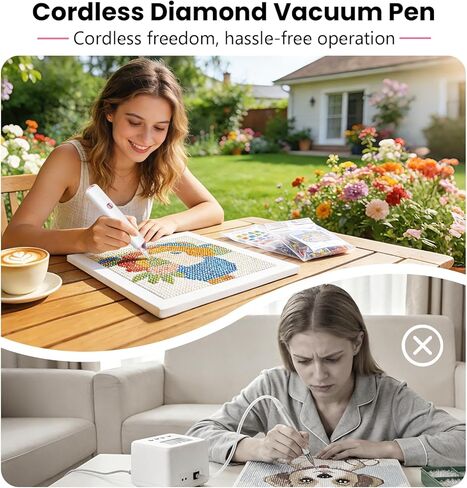 Cordless Electric Diamond Painting Pen, Diamond Art Vacuum Pen Portable/Quiet/Rechargeable Battery, Electric Pen for Diamond Painting Ideal Gift for Mum/Women/Diamond Art Lovers in Saudi Arabia