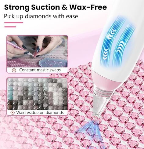 Cordless Electric Diamond Painting Pen, Diamond Art Vacuum Pen Portable/Quiet/Rechargeable Battery, Electric Pen for Diamond Painting Ideal Gift for Mum/Women/Diamond Art Lovers in Saudi Arabia