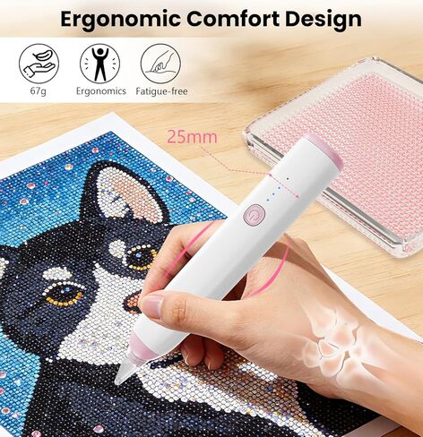 Cordless Electric Diamond Painting Pen, Diamond Art Vacuum Pen Portable/Quiet/Rechargeable Battery, Electric Pen for Diamond Painting Ideal Gift for Mum/Women/Diamond Art Lovers in Saudi Arabia