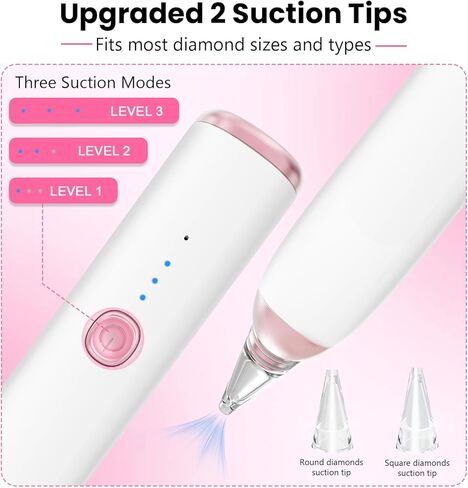 Cordless Electric Diamond Painting Pen, Diamond Art Vacuum Pen Portable/Quiet/Rechargeable Battery, Electric Pen for Diamond Painting Ideal Gift for Mum/Women/Diamond Art Lovers in Saudi Arabia