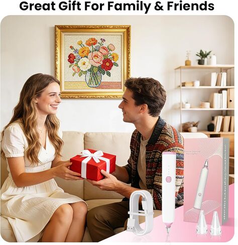 Cordless Electric Diamond Painting Pen, Diamond Art Vacuum Pen Portable/Quiet/Rechargeable Battery, Electric Pen for Diamond Painting Ideal Gift for Mum/Women/Diamond Art Lovers in Saudi Arabia