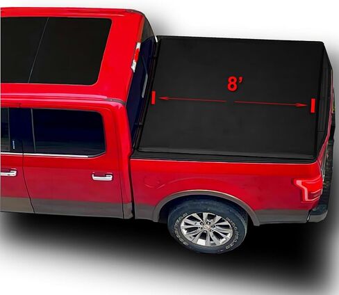 غطاء سرير شاحنة ناعم قابل للطي مقاس 8 بوصات متوافق مع 1975-1996 Ford F-150 و1975-1998 Ford F-250 HD F-350 بيك اب فينيل تونيو غطاء| Styleside فقط ليس مخصصًا لجسم Flareside in Kuwait