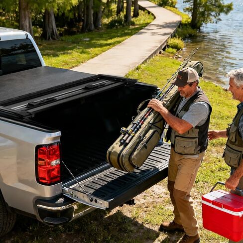 Soft Tri-Fold Truck Bed Tonneau Cover for 2017-2025 Nissan Titan 5.5ft (67") Bed, Leakproof & Security, 2025 Nissan Titan Accessories |for Models With or Without The Utili-Track System| in Saudi Arabia