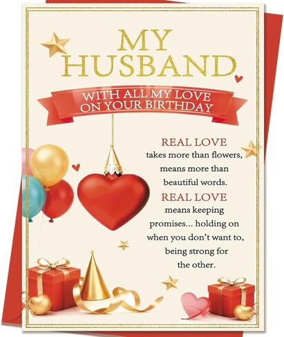 Husband Birthday Card, Romantic Husband Birthday Gifts Decorations for Him Men from Wife in Saudi Arabia
