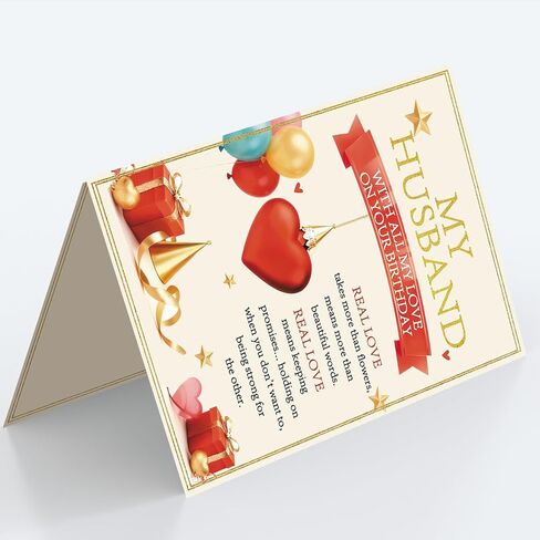 Husband Birthday Card, Romantic Husband Birthday Gifts Decorations for Him Men from Wife in Saudi Arabia
