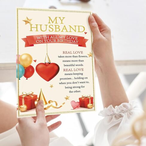 Husband Birthday Card, Romantic Husband Birthday Gifts Decorations for Him Men from Wife in Saudi Arabia