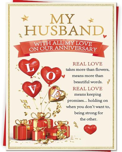 Husband Birthday Card, Romantic Husband Birthday Gifts Decorations for Him Men from Wife in Saudi Arabia