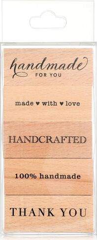 5-Piece Wood Mounted Rubber Stamp Set, Thank You Handmade Sentiment Stamps for Card Making, DIY Crafts, Gift Packaging and Scrapbooking Supplies in Kuwait