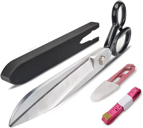 Professional Thickened Heavy-Duty Fabric Scissors, 10" Stainless Steel Tailor Sewing Scissors, Precision Blade With Protective Cover, For Leather, Denim, Cloth.etc(10-Inch (6 mm thickened blade)) in Saudi Arabia