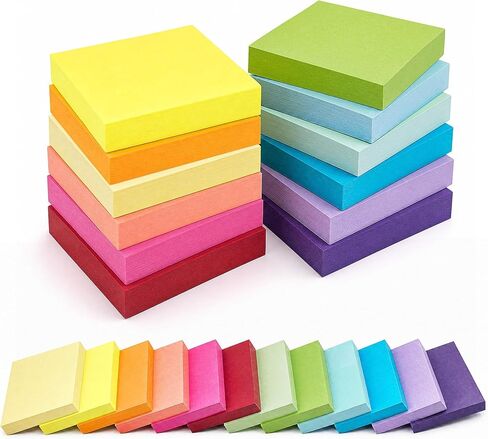 12 Pack Sticky Notes Large,3 x 5 in Super Sticking Power Memo Pads,12 Bright Colorful Self-Stick Pads,100 Sheets/Pad 2X The Sticking Power Easy to Post for Office, Notebook & Daily Life in Saudi Arabia