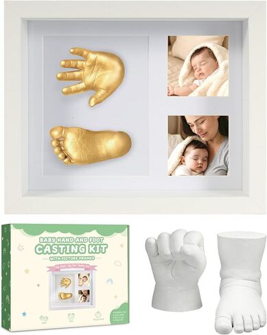 Noosuna Baby Hand and Foot Casting Kit with Shadow Box Frame(11x9 Inch), Baby Foot Casting Kit Ideal for Baby Keepsakes, Baby Shower, Newborn Gifts, Perfect First Birthday in Saudi Arabia