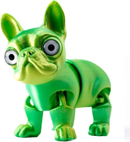 QINGMIAO 3D Printed Dog, Articulated French Bulldog Toys for Adult, 3D Print Animals Fidget Toys Decor for Stress Relief, 3D Printing Cute Desktop Pet (Grass Green) in Saudi Arabia