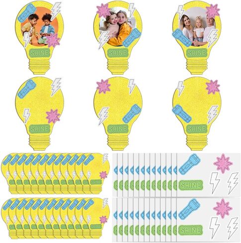 Gerrii 24 Pack 2026 VBS Wooden Light Bulb Photo Frame Craft Kit for Kids, Illumination DIY Picture Frames with Stickers, VBS Craft Supplies, Classroom Art Projects, Summer Camp Party Souvenirs in Saudi Arabia