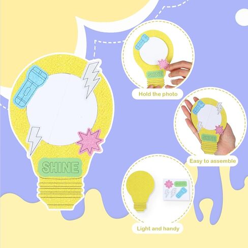 Gerrii 24 Pack 2026 VBS Wooden Light Bulb Photo Frame Craft Kit for Kids, Illumination DIY Picture Frames with Stickers, VBS Craft Supplies, Classroom Art Projects, Summer Camp Party Souvenirs in Saudi Arabia