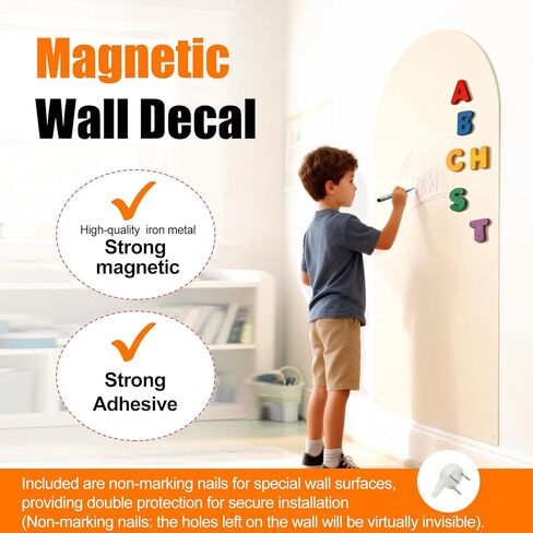 UCMD Arch Magnetic Wall Decal - 39.3 inch x 15.7 inch Smooth Surface Chalkboard Sticker for Wall - Magnetic Board for Playroom, Home Classroom (Ivory White) in Saudi Arabia