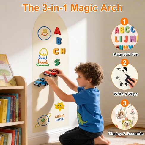 UCMD Arch Magnetic Wall Decal - 39.3 inch x 15.7 inch Smooth Surface Chalkboard Sticker for Wall - Magnetic Board for Playroom, Home Classroom (Ivory White) in Saudi Arabia