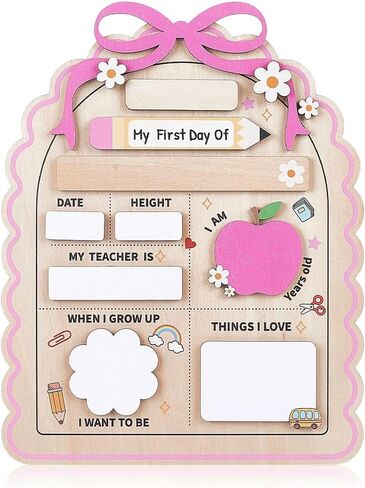 My First Day of School Sign 10 x 8 Inch Wooden Rectangle Chalkboard Sign Reusable Planning Board for Back to School Last Day Graduation and Year-Round Classroom or Home Use in Kuwait