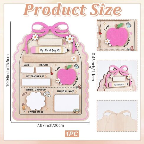 My First Day of School Sign 10 x 8 Inch Wooden Rectangle Chalkboard Sign Reusable Planning Board for Back to School Last Day Graduation and Year-Round Classroom or Home Use in Kuwait