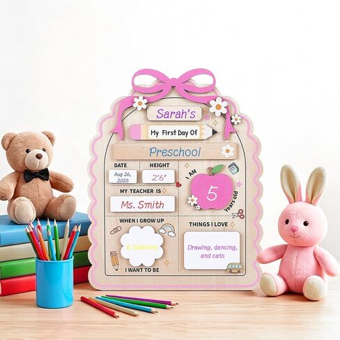 My First Day of School Sign 10 x 8 Inch Wooden Rectangle Chalkboard Sign Reusable Planning Board for Back to School Last Day Graduation and Year-Round Classroom or Home Use in Kuwait