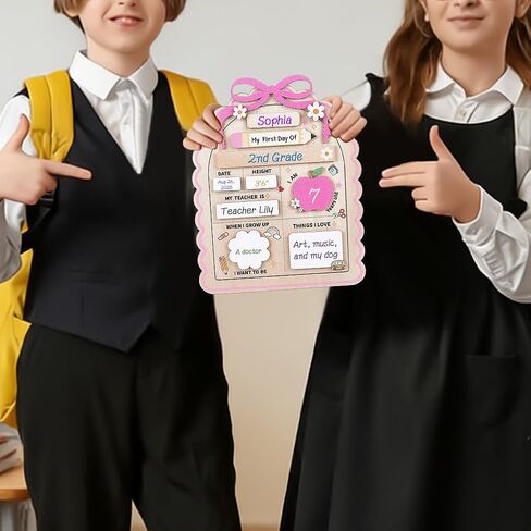 My First Day of School Sign 10 x 8 Inch Wooden Rectangle Chalkboard Sign Reusable Planning Board for Back to School Last Day Graduation and Year-Round Classroom or Home Use in Kuwait