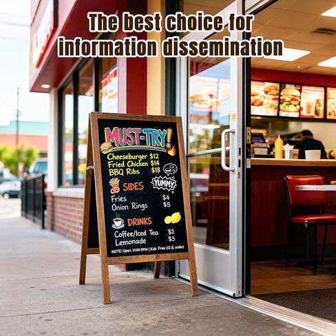 A Frame Chalkboard Sign, 40" x 20" Magnetic Outdoor Chalk Board Signs, Wooden Standing Double-Sided Sidewalk Chalk Board for Restaurant Menu, Cafés, Christmas, Wedding in Saudi Arabia