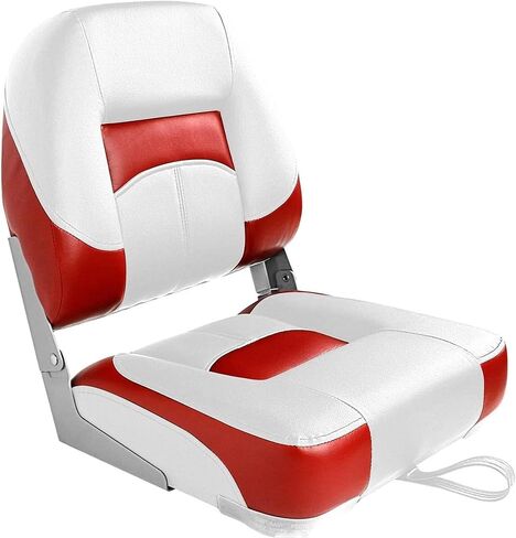 Two Tone Low Back Folding Boat Seat,White/Red in Saudi Arabia
