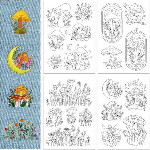 GLOBLELAND 4 Sheets Retro Lace Water Soluble Hand Sewing Stabilizers for Fabric 11.6x8.2 Inch Embroidery Stitch Practice Embroidery Patterns Transfers for Embroidery Beginners Lovers in Kuwait