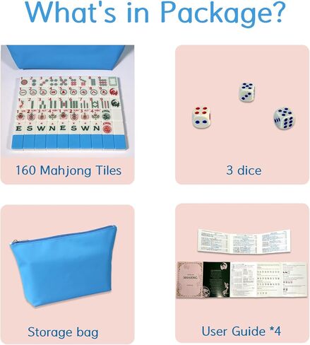 160 Pcs American Mahjong Tile Set | Elegant Vintage Luxury Style with Blue Back Mahjong Tiles in Saudi Arabia