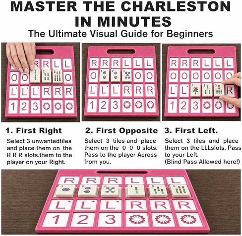 Solo Mahjong Practice Board Pink, Mahjong Charleston Trainer Solo Practice Board for Left Right Across Passing Order Professional NMJL Style Learning Tool & Beginner Accessory in Saudi Arabia