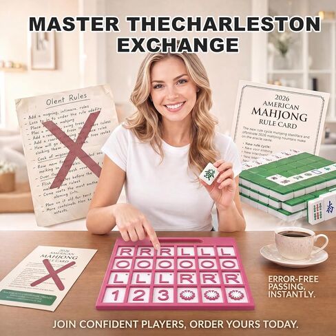 Solo Mahjong Practice Board Pink, Mahjong Charleston Trainer Solo Practice Board for Left Right Across Passing Order Professional NMJL Style Learning Tool & Beginner Accessory in Saudi Arabia
