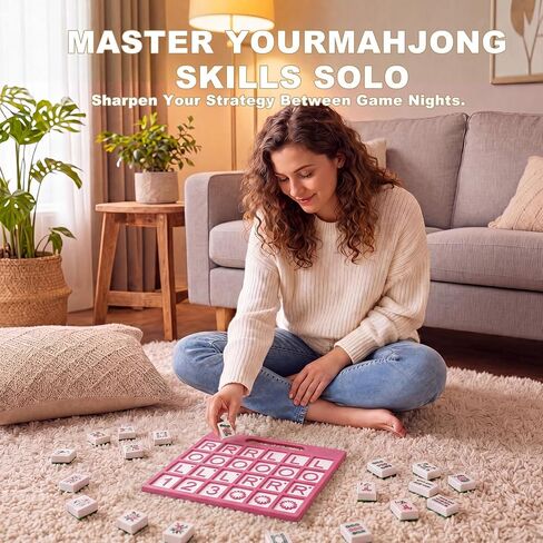Solo Mahjong Practice Board Pink, Mahjong Charleston Trainer Solo Practice Board for Left Right Across Passing Order Professional NMJL Style Learning Tool & Beginner Accessory in Saudi Arabia