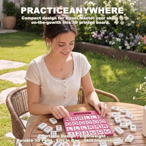 Solo Mahjong Practice Board Pink, Mahjong Charleston Trainer Solo Practice Board for Left Right Across Passing Order Professional NMJL Style Learning Tool & Beginner Accessory in Saudi Arabia