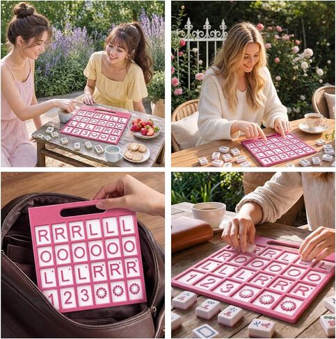 Solo Mahjong Practice Board Pink, Mahjong Charleston Trainer Solo Practice Board for Left Right Across Passing Order Professional NMJL Style Learning Tool & Beginner Accessory in Saudi Arabia