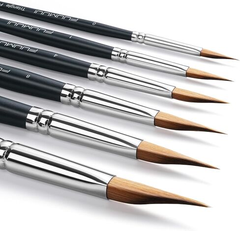 Triangle Wedge Paint Brushes Set – Fuumuui 6pcs Precision Pointed Pinstriping Professional Synthetic Brush for Watercolor, Gouache – Short Handle Painting Tools for Fine Detail & Geometric Art in Saudi Arabia