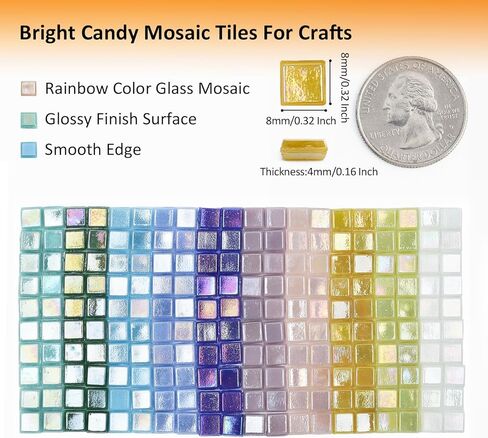Artspac 430 Pieces Iridescent Glass Mosaic Tiles, 220g Blue Square Pastel Glass Pieces for DIY Crafts, Mosaic Art & Adult Creative Projects in Saudi Arabia