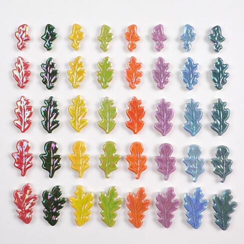 Mosaic Tiles for Crafts Bulk - Mini Ceramic Oak Leaves Pieces for DIY Kits & Adults DIY Mosaic Making Hobbies Decoration Stepping Stone and etc. (Green Ceramic Rhomboid Leaf Mix) in Saudi Arabia
