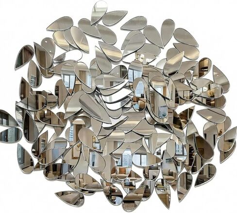 Mirror Pieces for Crafts - 300Pcs Leaf Shape Mirror Mosaic Tiles, 11x24mm Self Adhesive Small Craft Mirrors for DIY Home Wall Art Decor Projects in Kuwait