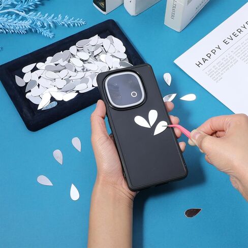 Mirror Pieces for Crafts - 300Pcs Leaf Shape Mirror Mosaic Tiles, 11x24mm Self Adhesive Small Craft Mirrors for DIY Home Wall Art Decor Projects in Kuwait