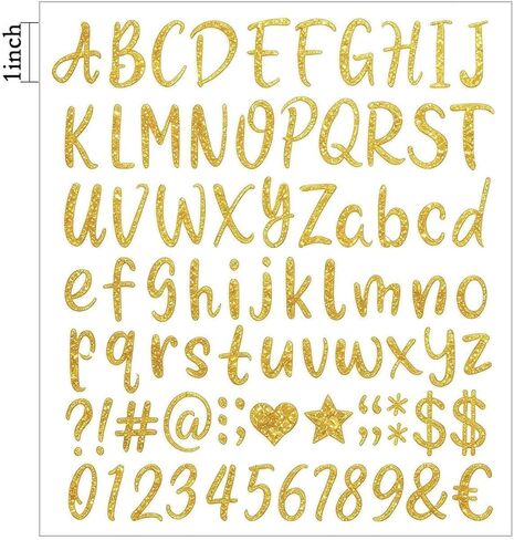 810 Pcs 1 Inch Gold Glitter Letter Stickers,10 Sheets Small Vinyl Waterproof Self-Adhesive Alphabet Number Stickers for Graduation Cap Scrapbook Water Bottles Crafts (Gold) in Saudi Arabia