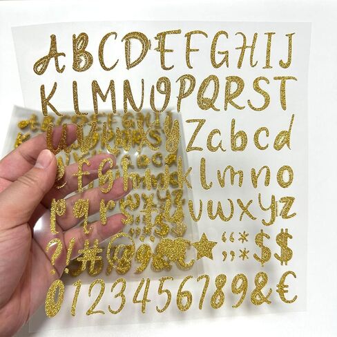 810 Pcs 1 Inch Gold Glitter Letter Stickers,10 Sheets Small Vinyl Waterproof Self-Adhesive Alphabet Number Stickers for Graduation Cap Scrapbook Water Bottles Crafts (Gold) in Saudi Arabia