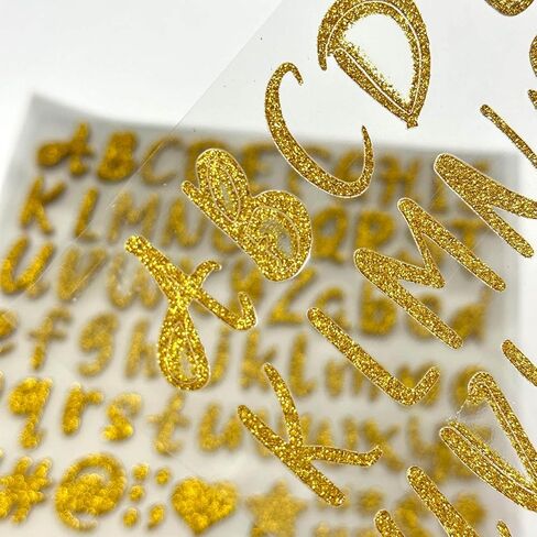 810 Pcs 1 Inch Gold Glitter Letter Stickers,10 Sheets Small Vinyl Waterproof Self-Adhesive Alphabet Number Stickers for Graduation Cap Scrapbook Water Bottles Crafts (Gold) in Saudi Arabia