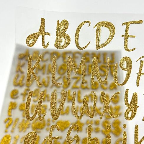 810 Pcs 1 Inch Gold Glitter Letter Stickers,10 Sheets Small Vinyl Waterproof Self-Adhesive Alphabet Number Stickers for Graduation Cap Scrapbook Water Bottles Crafts (Gold) in Saudi Arabia